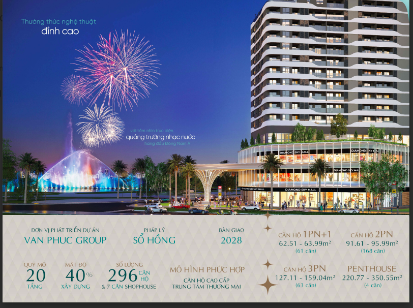 Giá bán căn hộ Diamond Sky Vạn Phúc City 